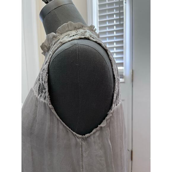 H Trend Ruffle Neck Lace Detail Silk Shell Fully Lined Blouse Size XS Coquette - Picture 7 of 16